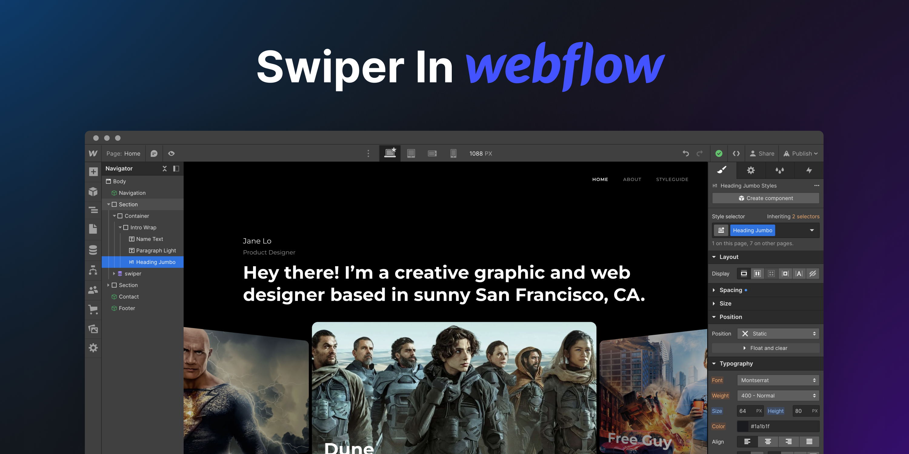 Webflow 中的 Swiper 滑块